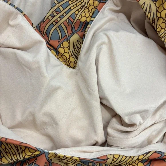 Albion One Piece Swimsuit Womens Medium Brown Orange Floral Tropical Wirefree - Picture 15 of 15